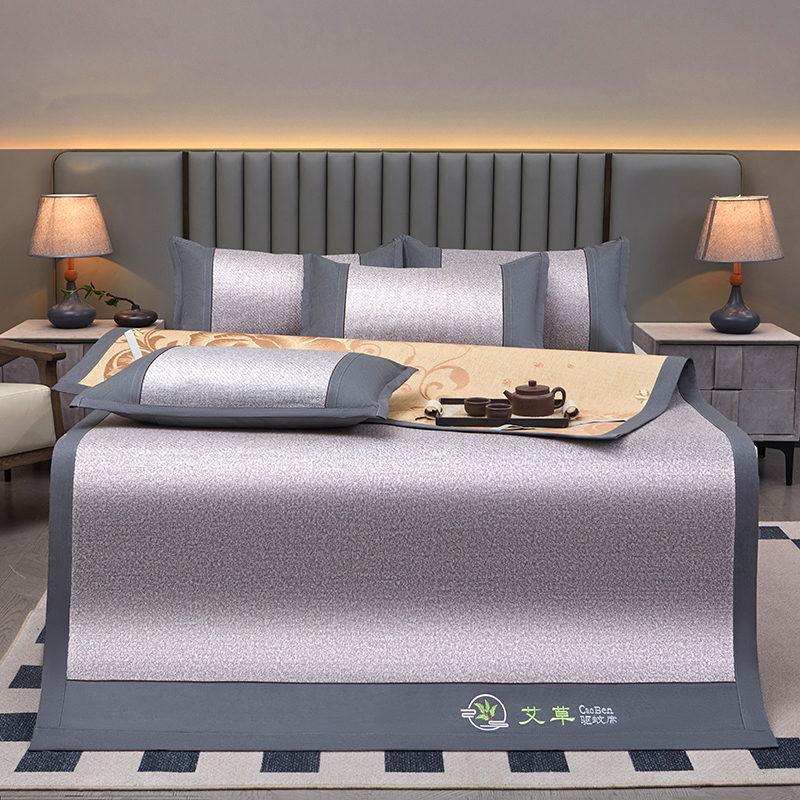 洁丽雅艾草驱蚊双面藤席 席：180&times;200CM&times;1  枕席：47&times;72CM&times;2（单位：套） 浅灰色